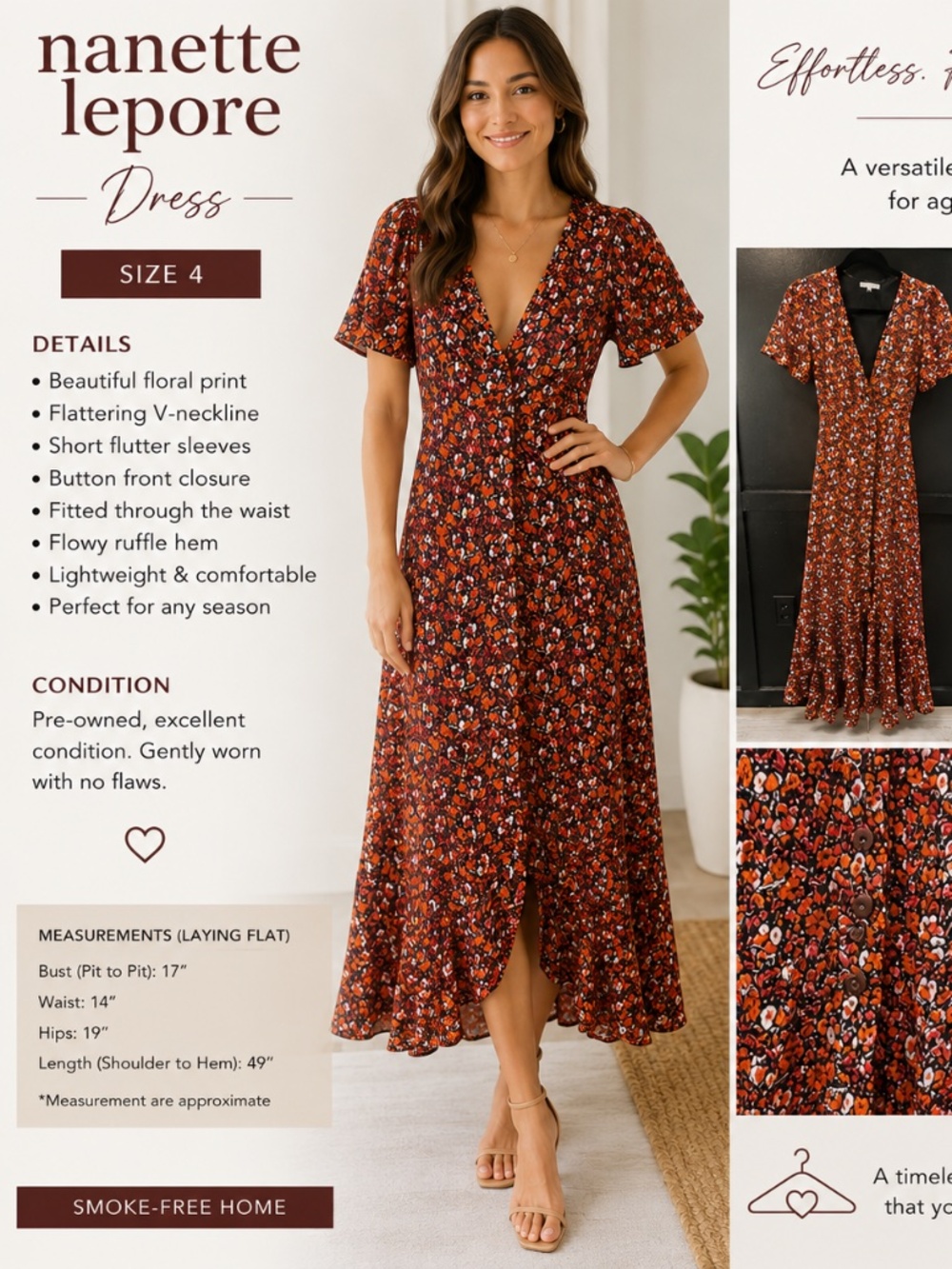 NWOT | Nanette Lepore | Beautiful and Elegant Long Floral Dress \ Size 4
